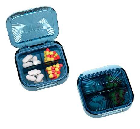 Caja de píldora de superficie estriada blanca